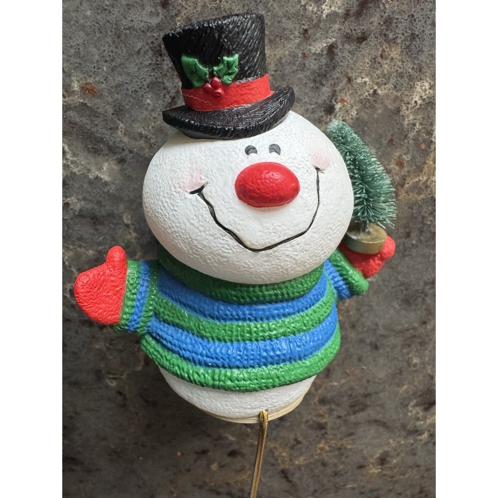 Vintage Hallmark Snowman Stocking Holder Mantle Christmas Decor 1995 HMK